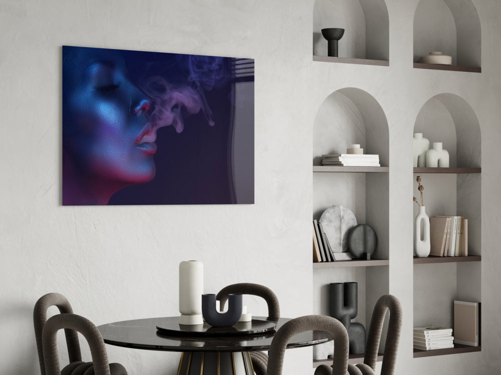 Smoke and Woman panel adding after-dark mood to a lounge