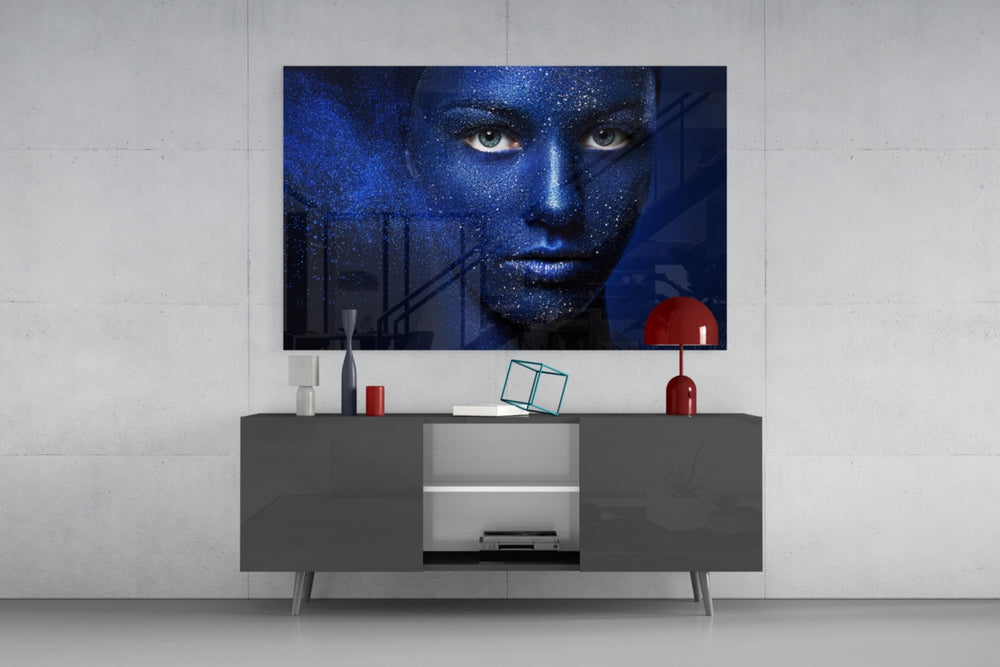 Woman Portrait 43 panel catching low light to reveal its starlit glitter