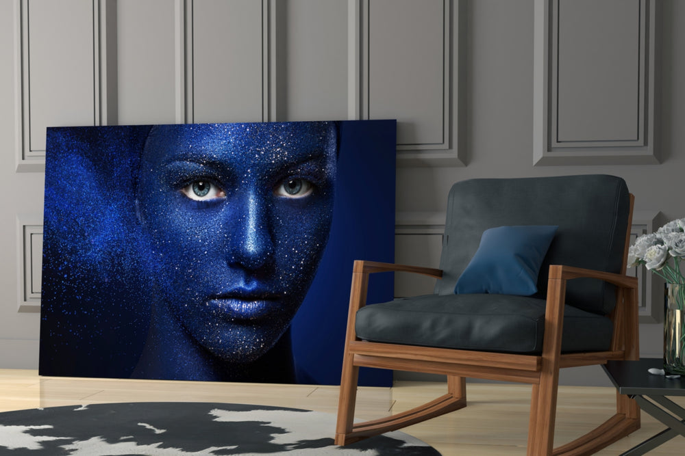 Woman Portrait 43 glass print enhancing a hallway with quiet drama