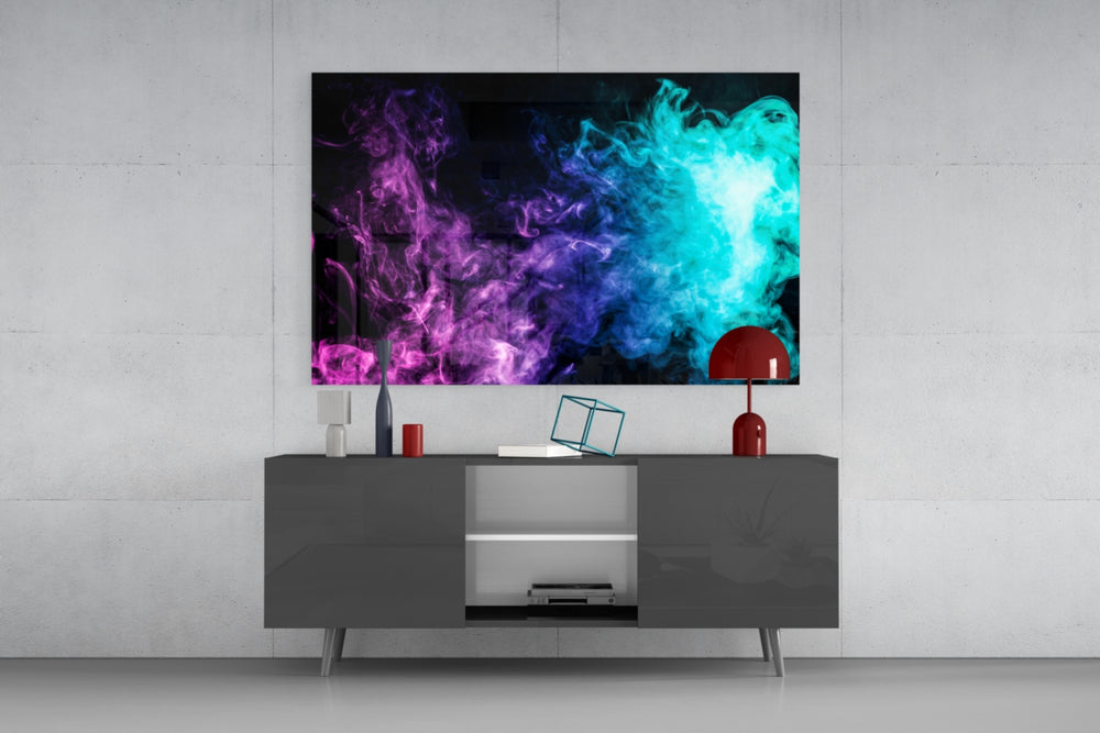 Colored Smoke panel catching low light to reveal its luminous plumes