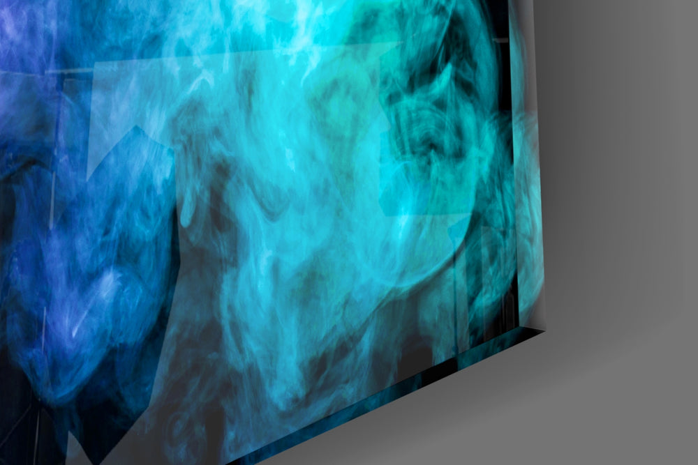 Colored Smoke artwork anchoring a contemporary wall with neon hues