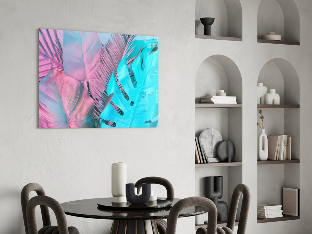 Tropical Leaf panel adding statement energy to a lounge