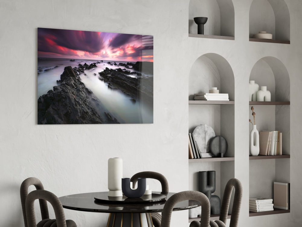 Sunset Landscape panel adding romantic intensity to a bedroom