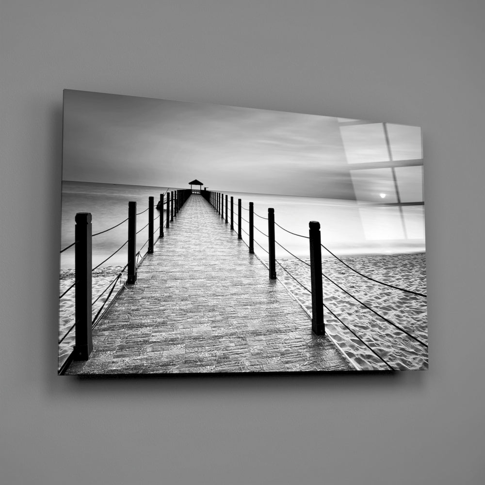 Monochrome pier panel bringing contemplative calm to a contemporary living space
