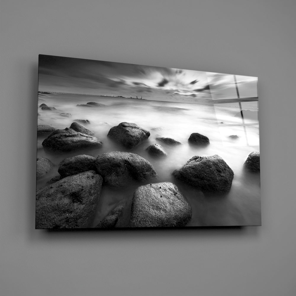 Monochrome boulder panel bringing maritime mood to a contemporary living space
