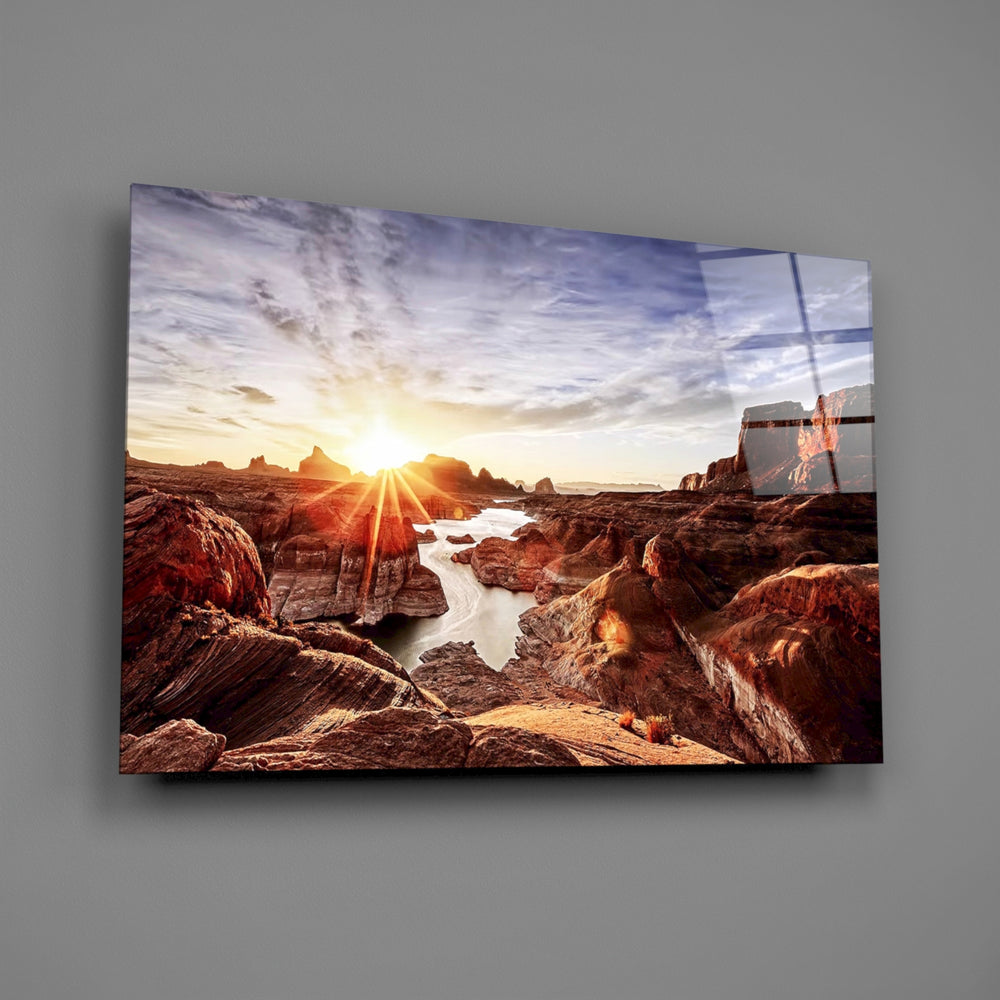 Sunburst canyon panel bringing panoramic warmth to a contemporary living space