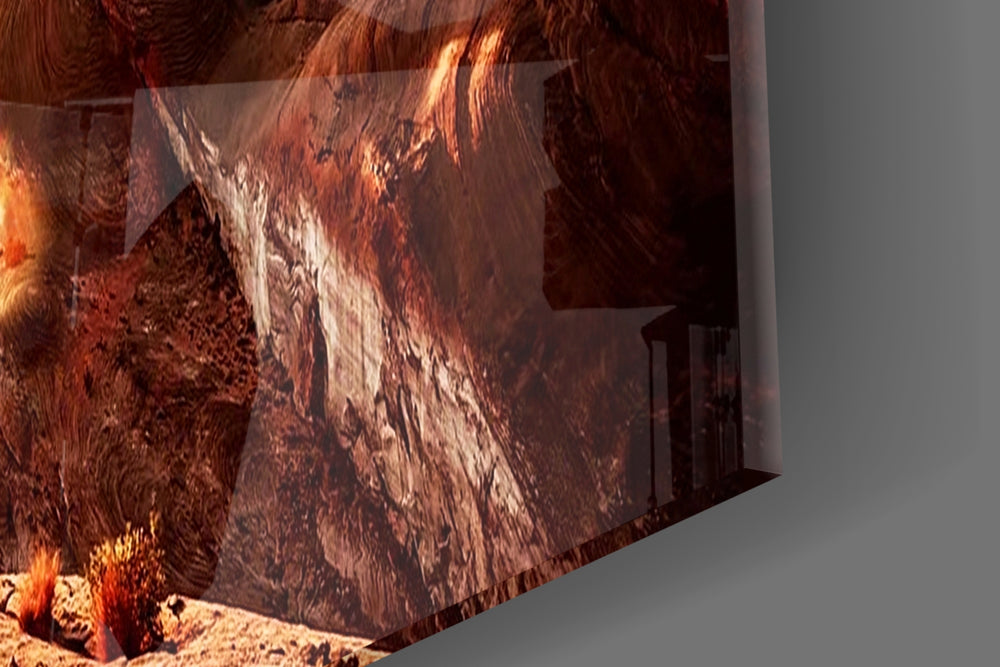 Canyon and Sunset artwork anchoring a southwestern-themed wall in warm palette