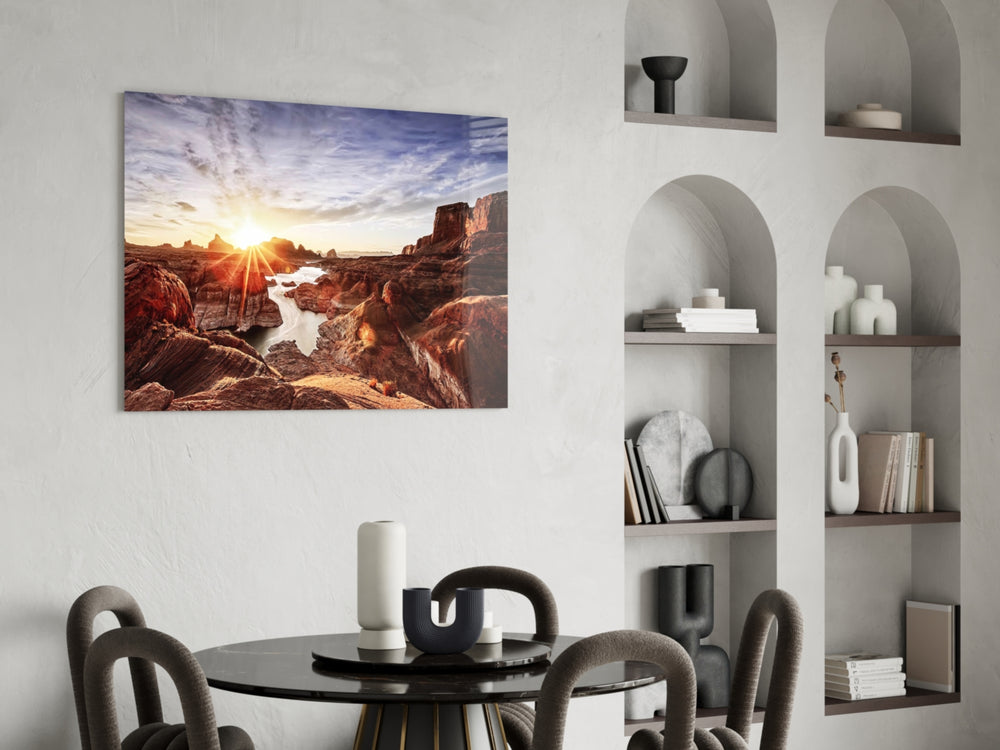 Canyon and Sunset panel adding explorer mood to a study