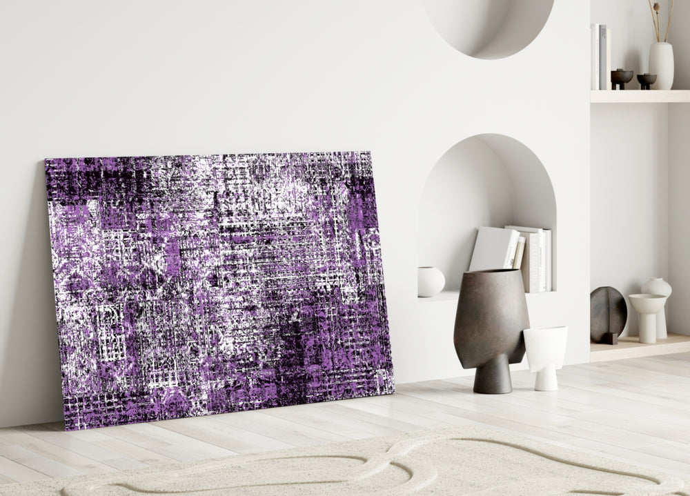 Close-up detail of layered violet, white and black distressed texture