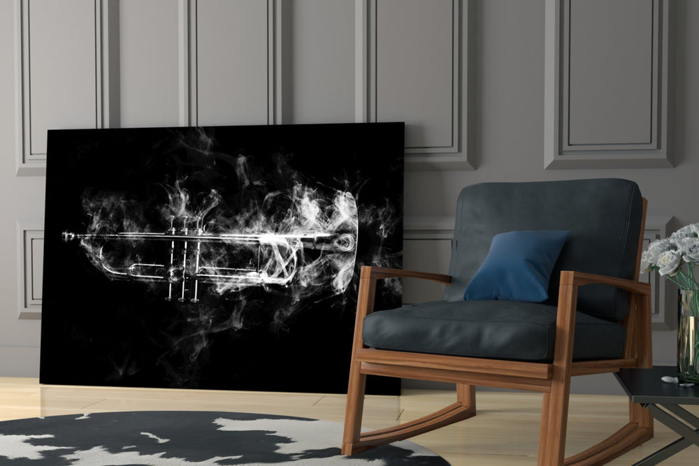 Trumpet glass print enhancing a study with poetic pulse