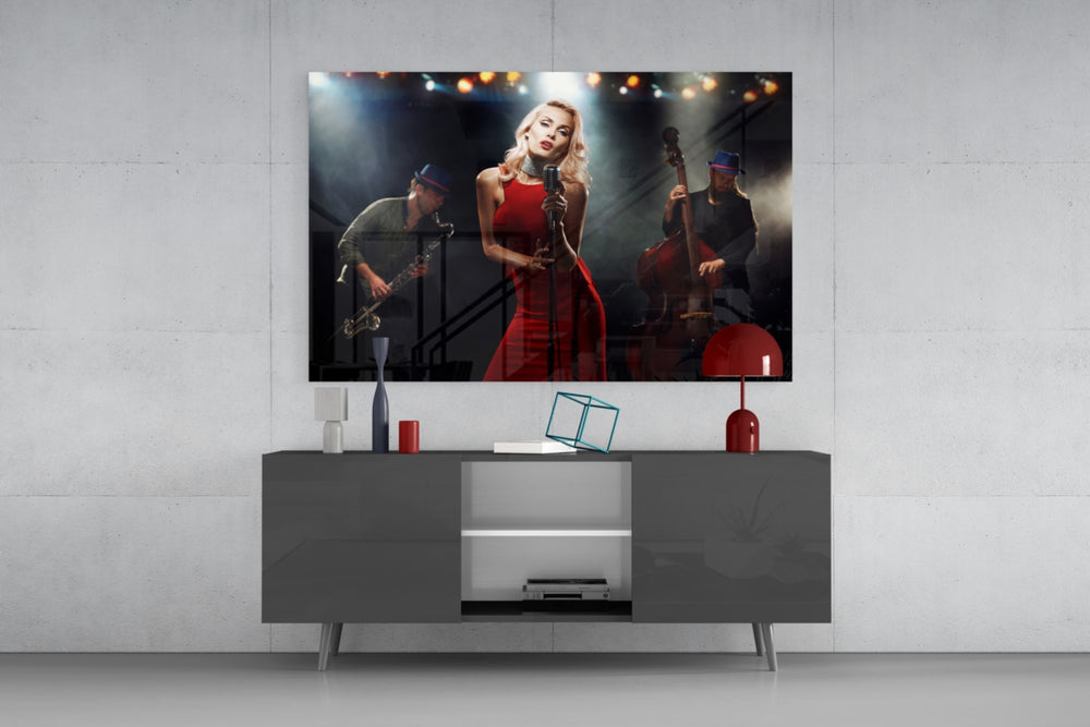 Female Musician panel catching warm light to reveal its stage haze