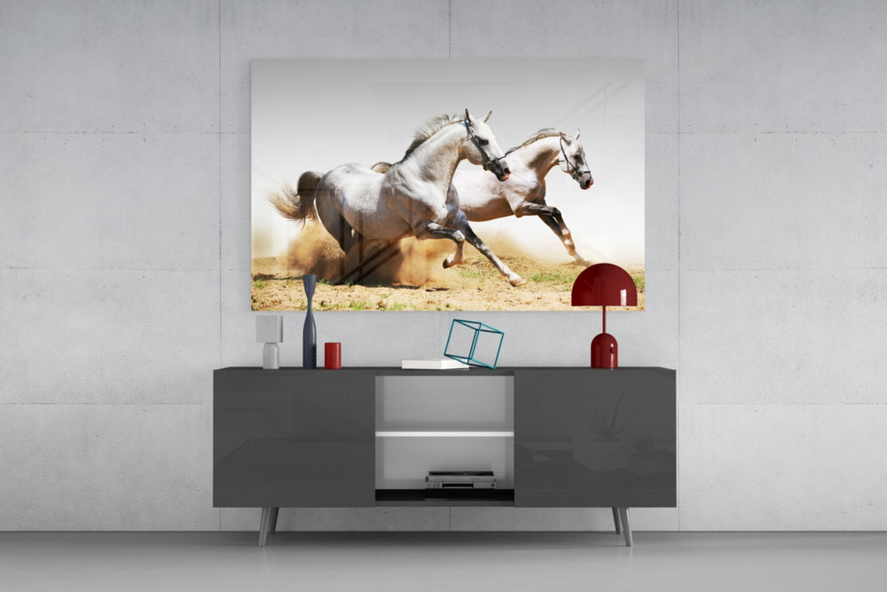 Running Horses panel catching daylight to reveal its dust plume