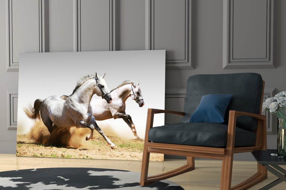 Running Horses glass print enhancing a hallway with equestrian spark