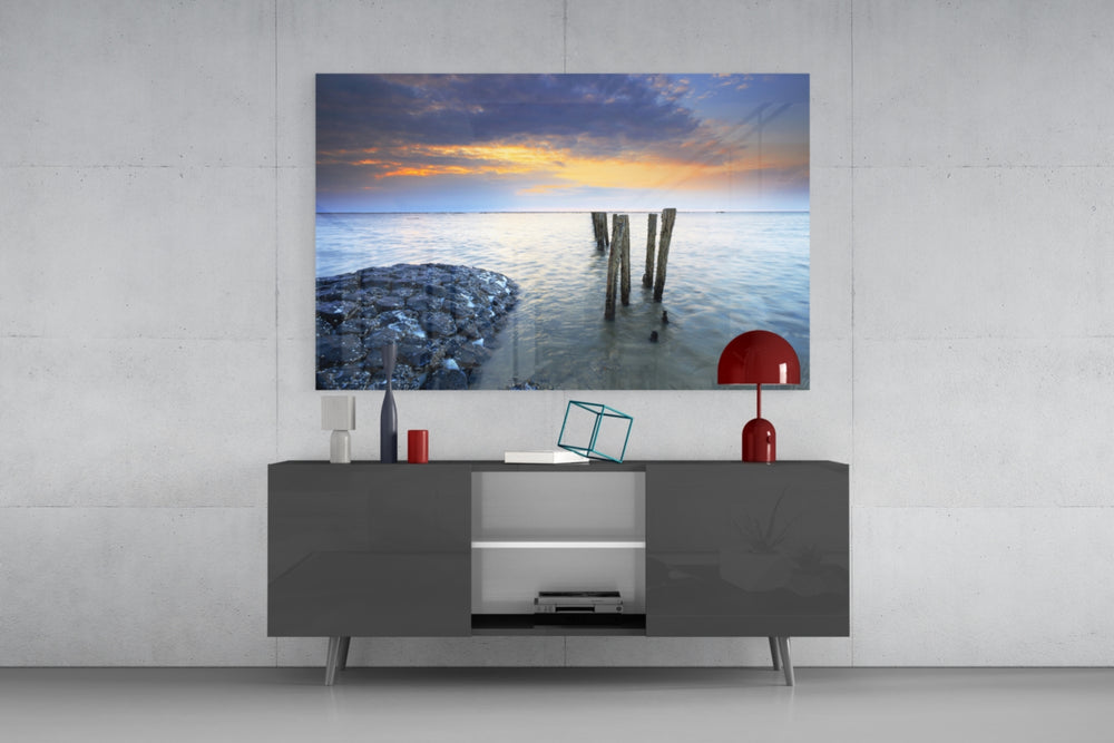 Sea Landscape panel catching warm light to reveal its sunset gradient