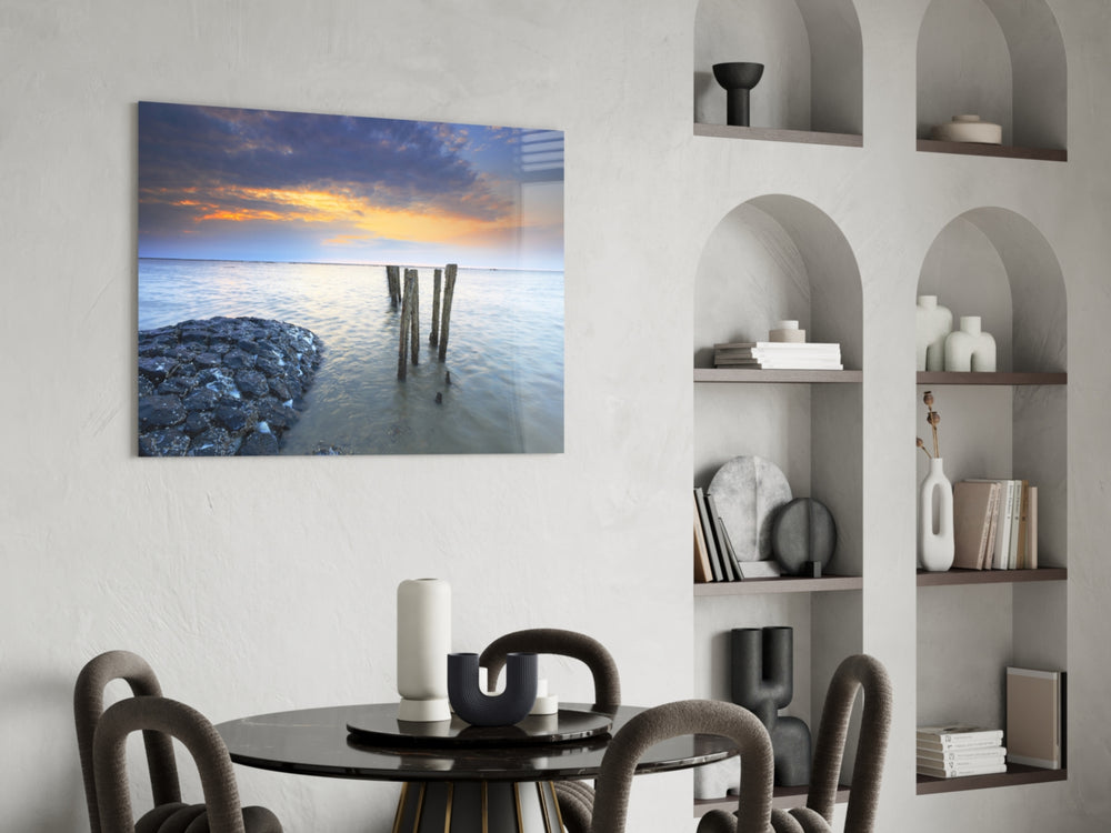 Sea Landscape panel adding twilight mood to a bedroom