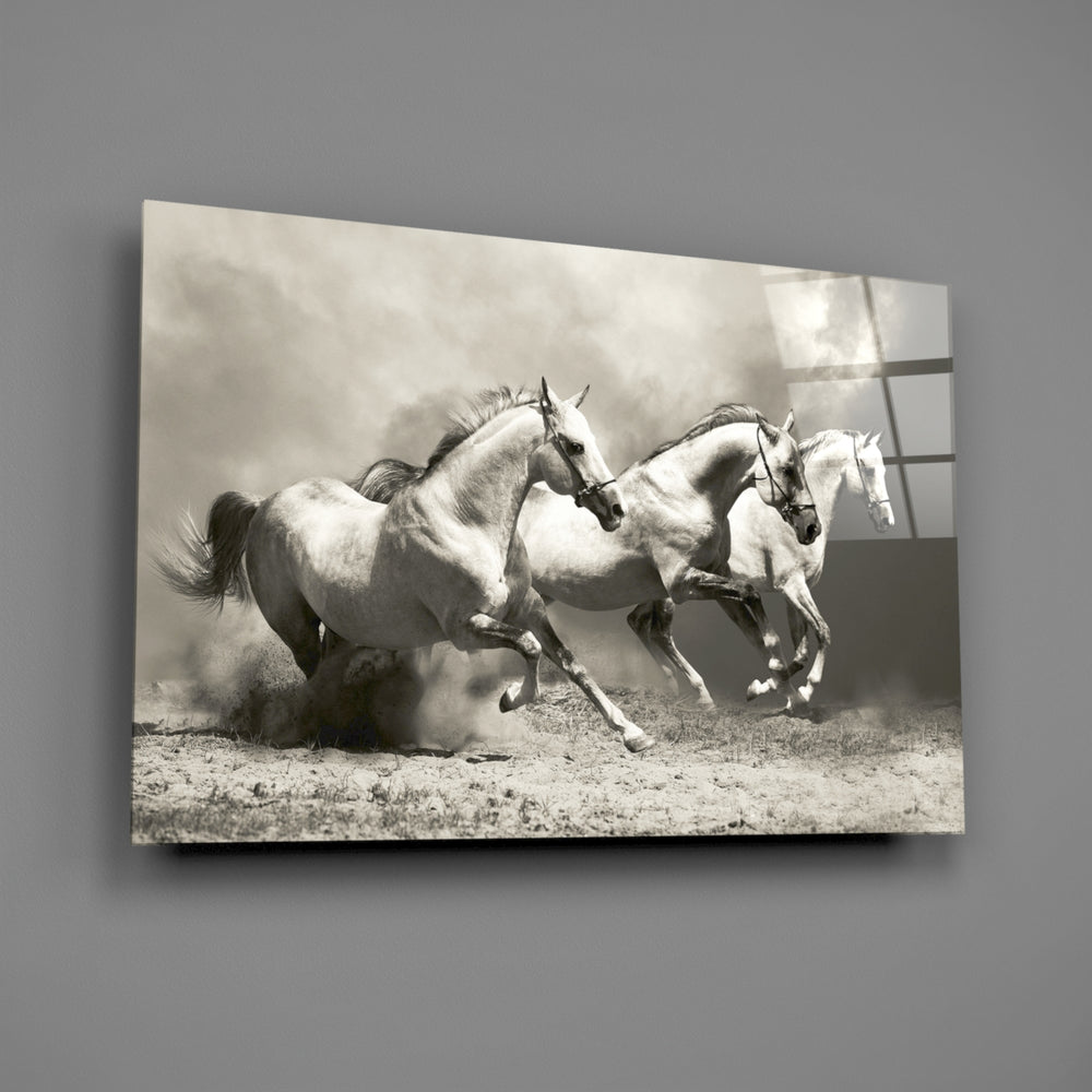 Sepia gallop panel bringing kinetic energy to a contemporary living space