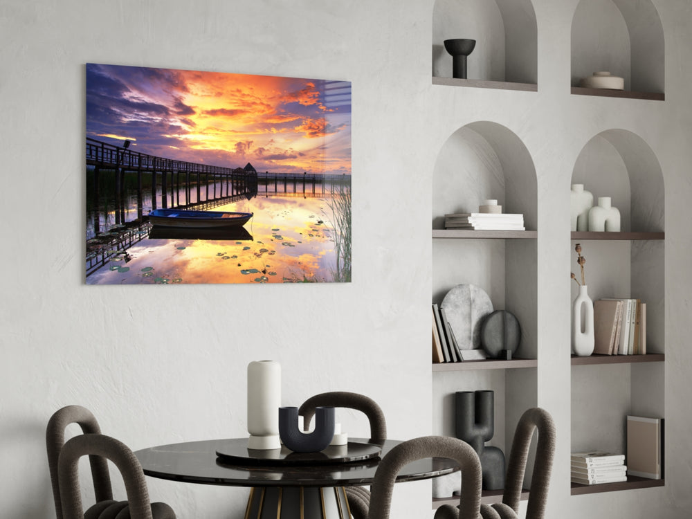 Sunset on the Dock panel adding twilight pulse to a bedroom