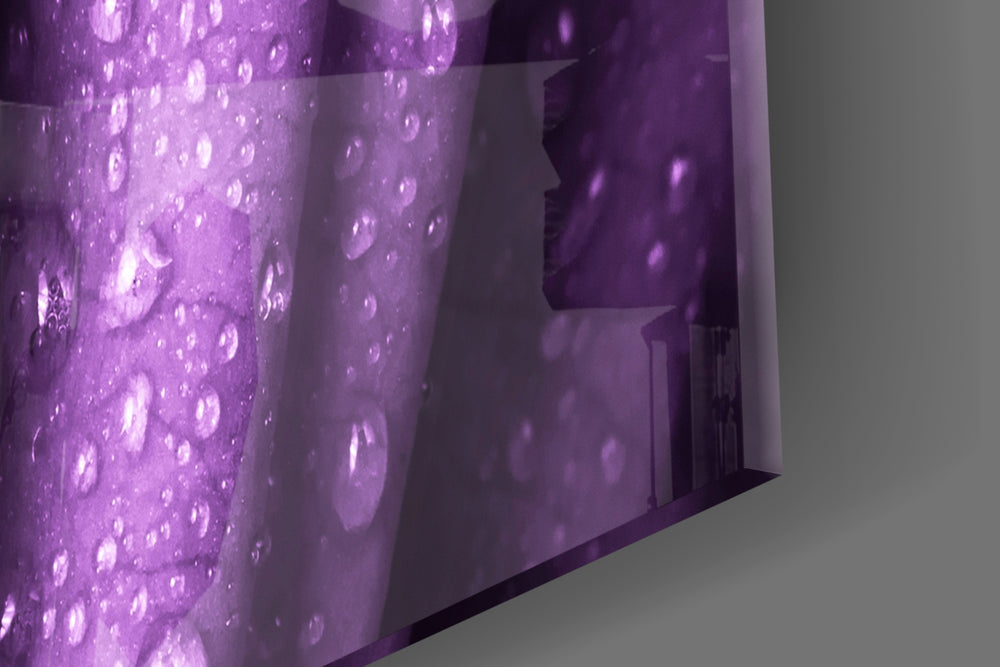Purple Rose artwork anchoring a gallery-inspired wall in jewel-tone palette