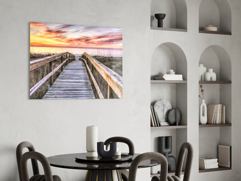 Sunset on the Dock panel adding twilight calm to a bedroom