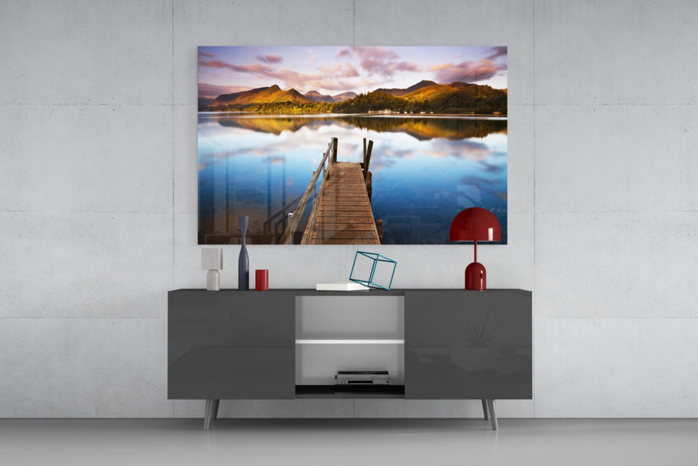 Lake Landscape panel catching warm light to reveal its mirror reflection