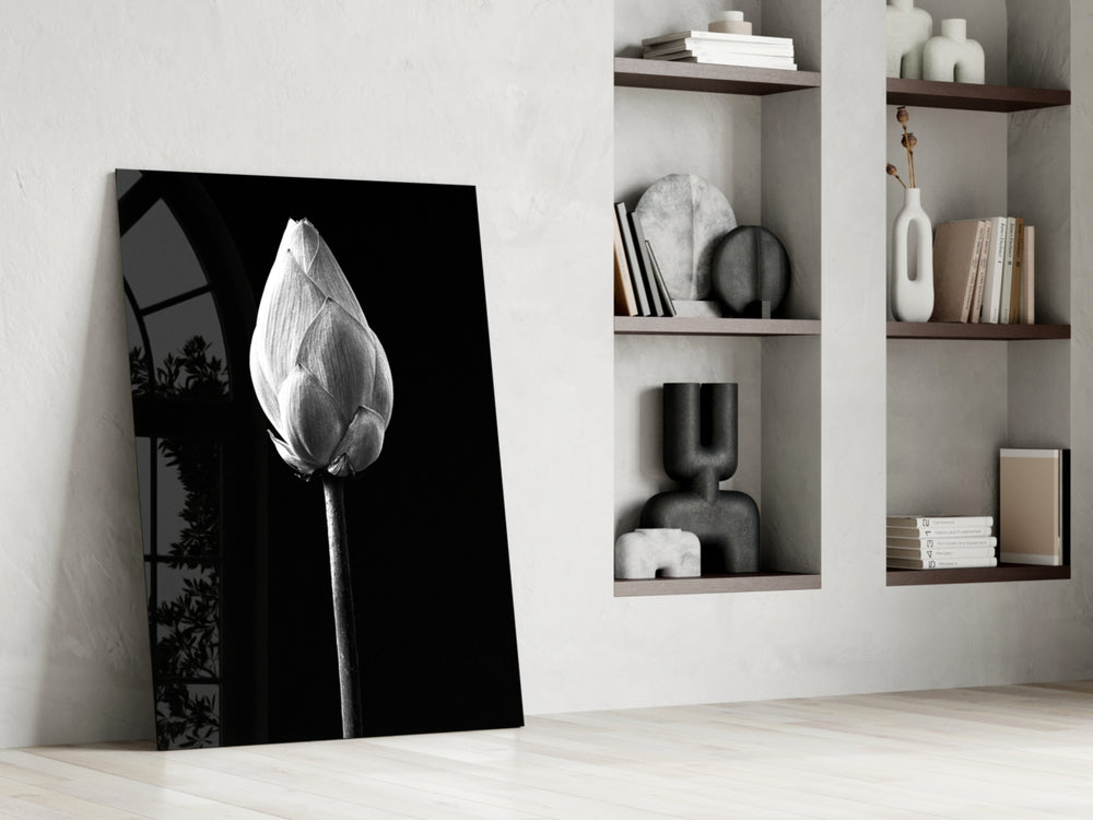 Flower glass print enhancing a meditation corner