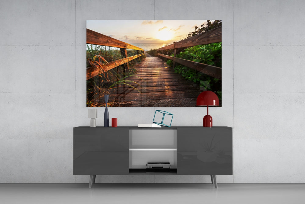 Sunset on the Beach panel catching warm light to reveal its sunlit planks