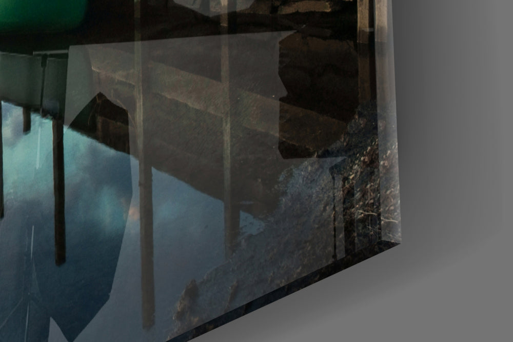 Lake Landscape artwork anchoring an alpine-themed wall in warm palette
