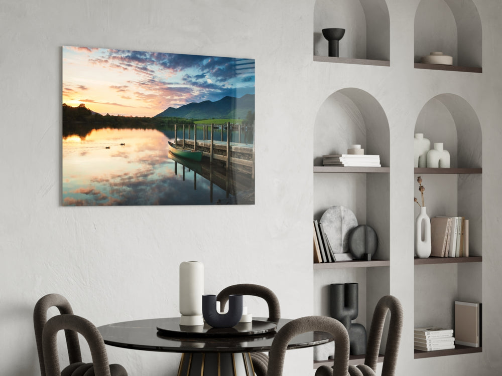 Lake Landscape panel adding twilight calm to a bedroom
