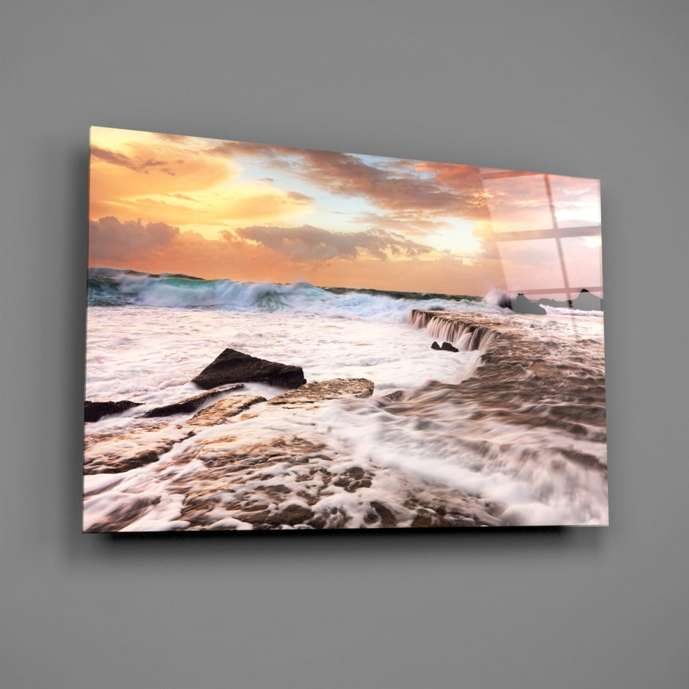 Crashing surf panel bringing cinematic energy to a contemporary living space
