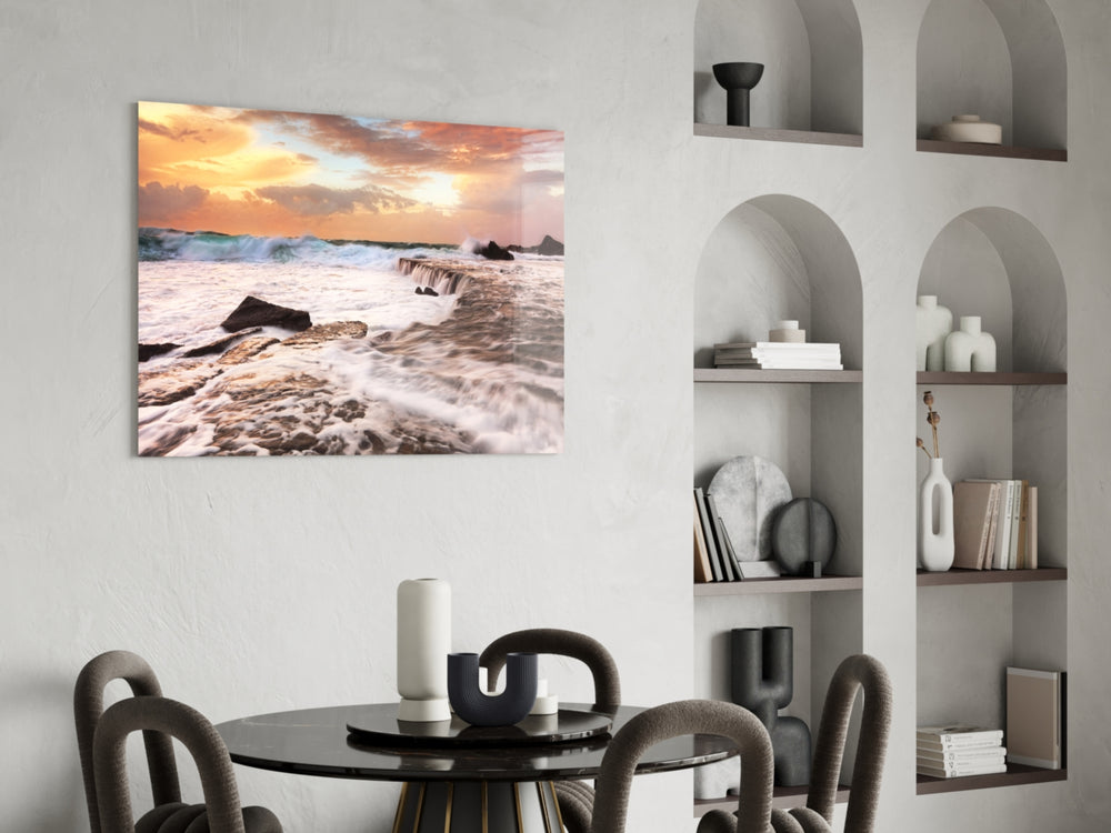 Vicious Waves panel adding horizon energy to a bedroom