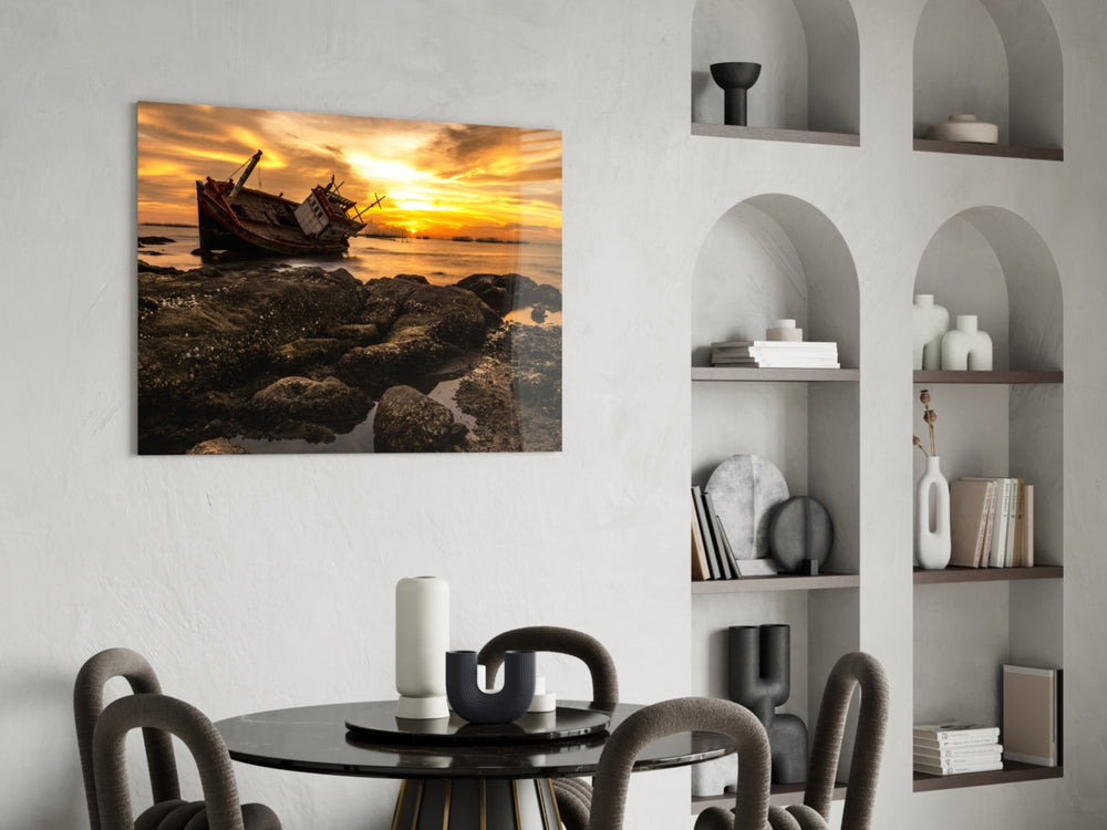 Ship Wreck panel adding horizon drama to a living room