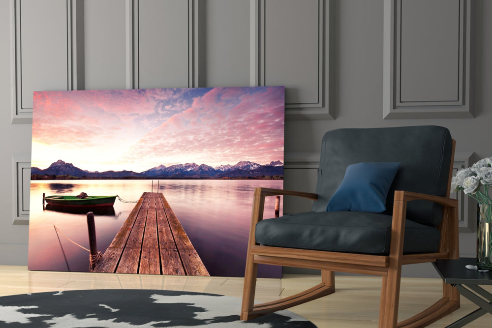 Sunset on the Beach glass print enhancing a hallway with horizon poetry
