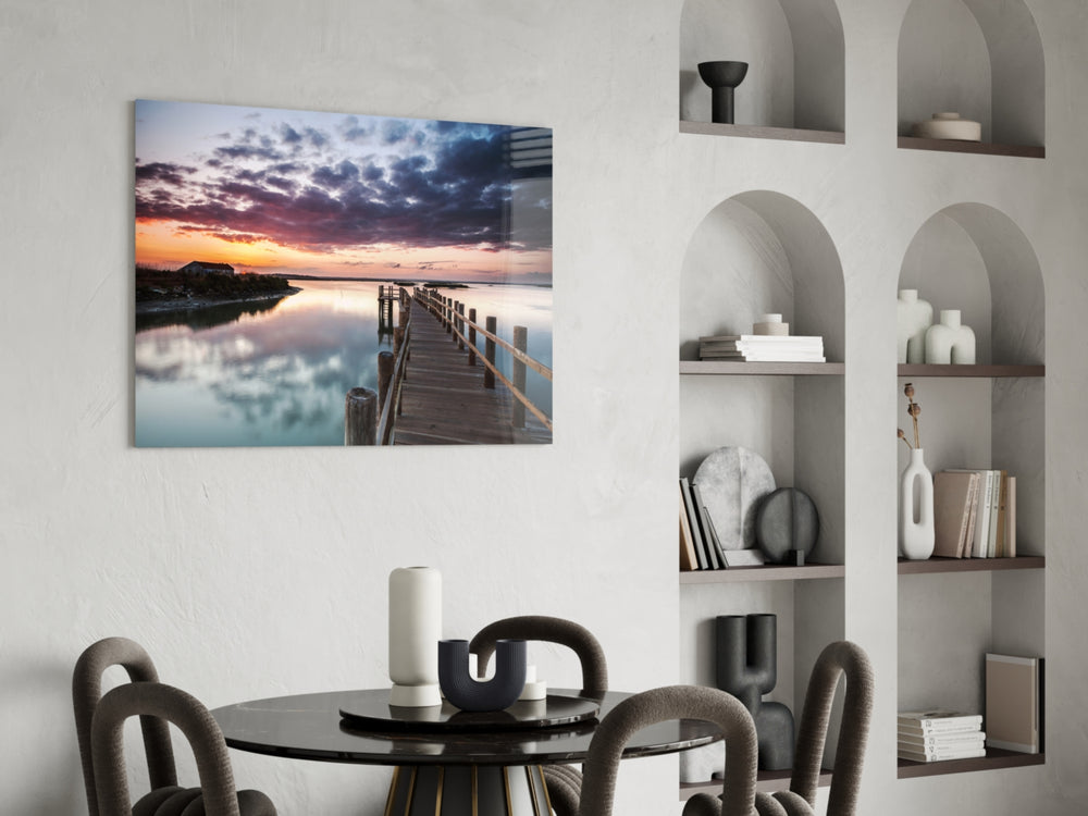 Sunset on the Beach panel adding horizon energy to a bedroom