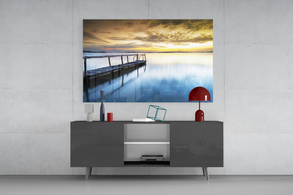 Sunset on the Beach panel catching warm light to reveal its mirror stillness