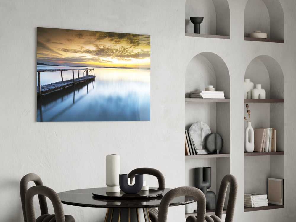 Sunset on the Beach panel adding horizon calm to a bedroom