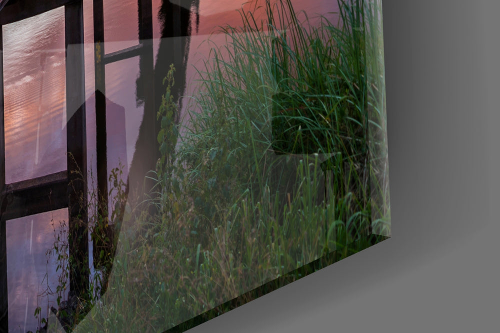 Sunset on the Beach artwork anchoring a contemporary wall in dramatic palette
