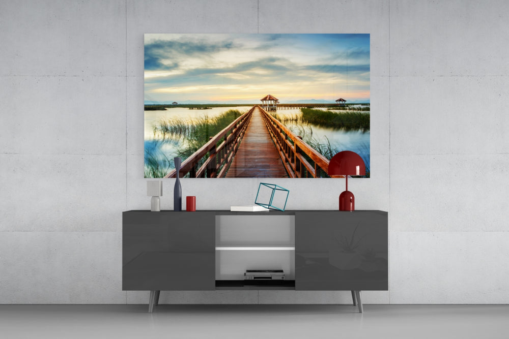 Long Dock on the Lake panel catching soft light to reveal its receding perspective