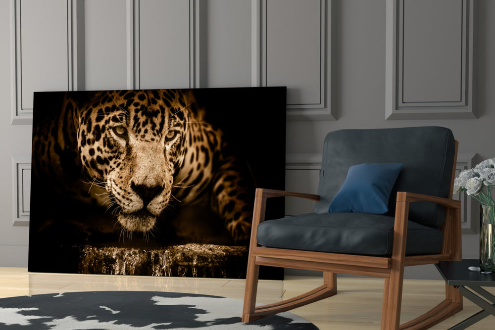 Leopard glass print enhancing a hallway with low-key drama