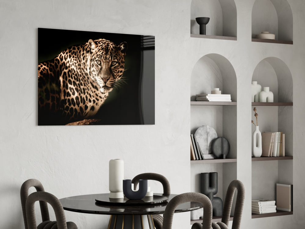 Leopard panel adding safari-lounge mood to a living room