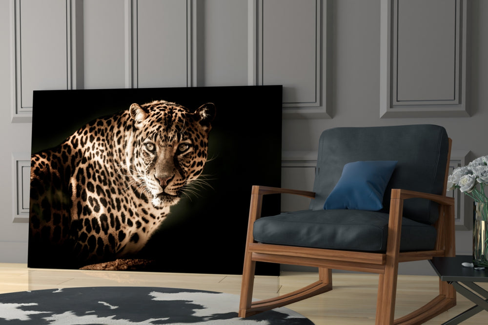 Leopard glass print enhancing a hallway with sentinel gaze