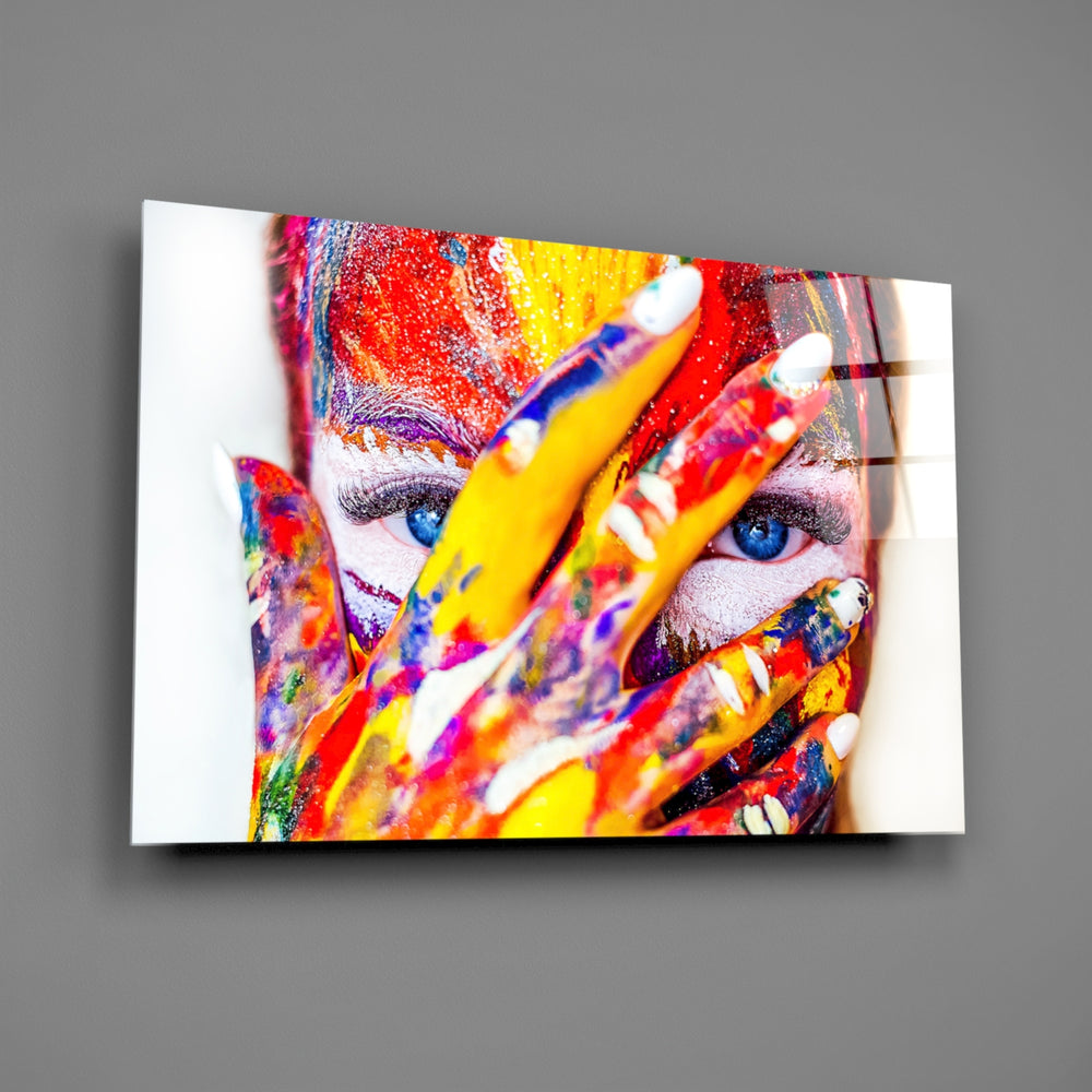 Rainbow-paint portrait bringing imaginative pulse to a contemporary living space