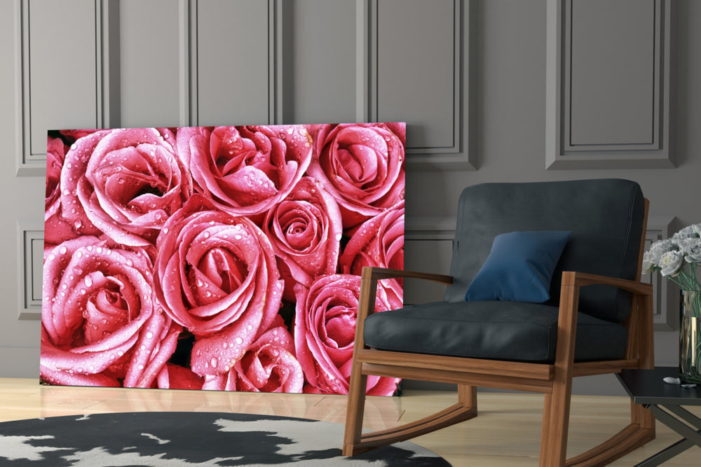Pink Rose glass print enhancing a hallway with floral spark
