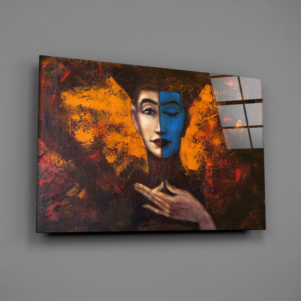 Bicolor surrealist portrait bringing imaginative pulse to a contemporary living space
