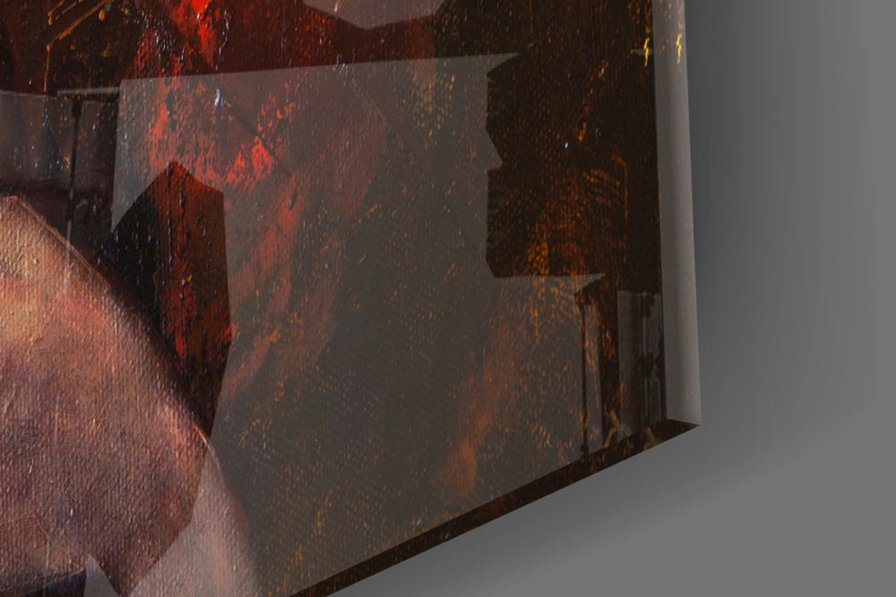 Abstract Woman Portrait artwork anchoring a contemporary wall in moody palette