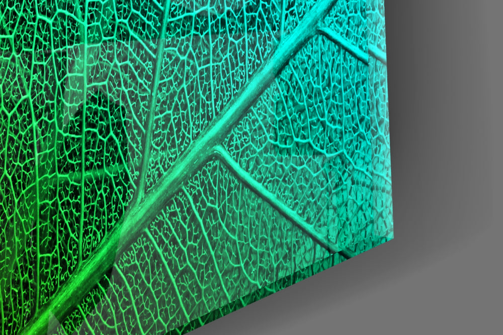 Green Leaf artwork anchoring a biophilic-themed wall in jewel-tone palette