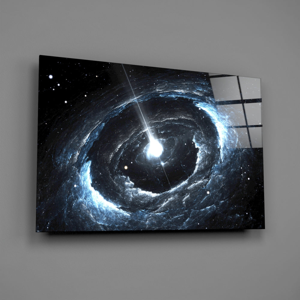 Spiral galaxy panel bringing celestial drama to a contemporary living space
