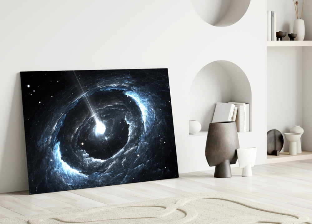 Close-up detail of bright central beacon at the heart of a spiral galaxy