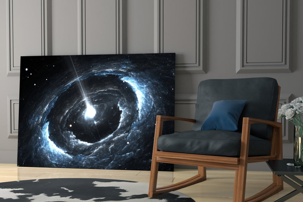Cosmos glass print enhancing a hallway with celestial pulse