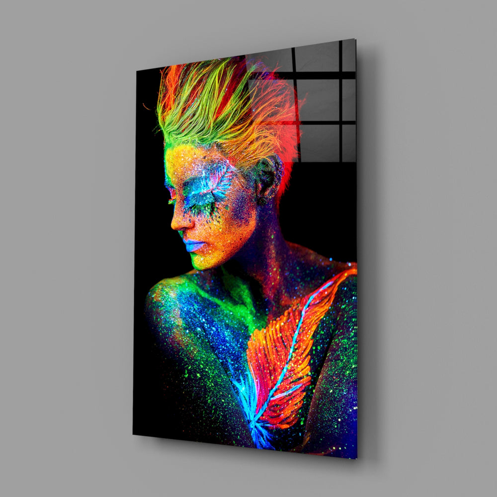 UV neon portrait bringing electric color to a contemporary living space