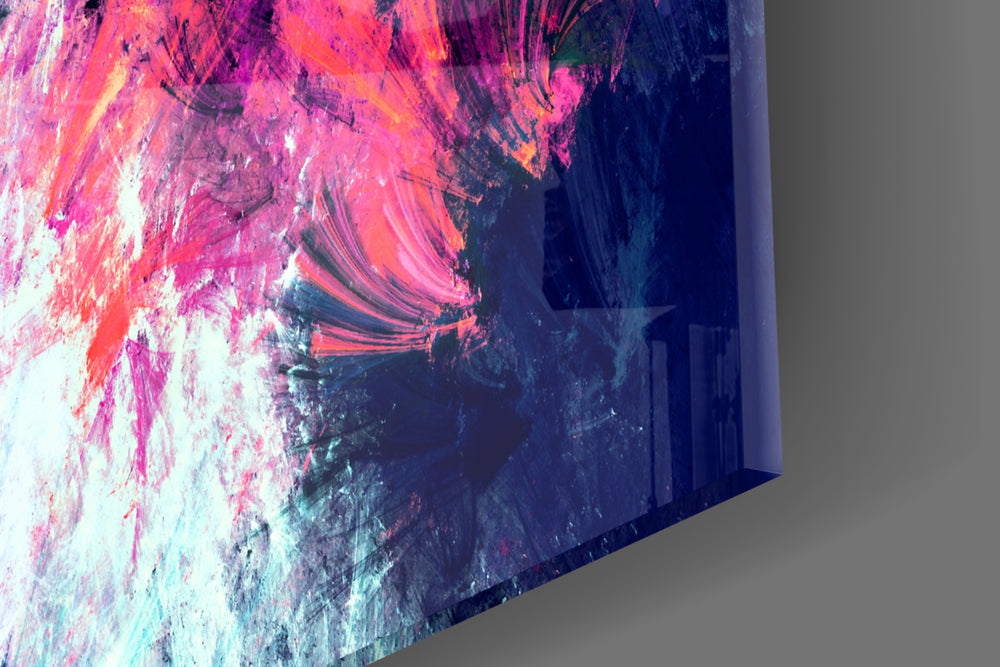 Abstract artwork anchoring a contemporary wall in bold palette